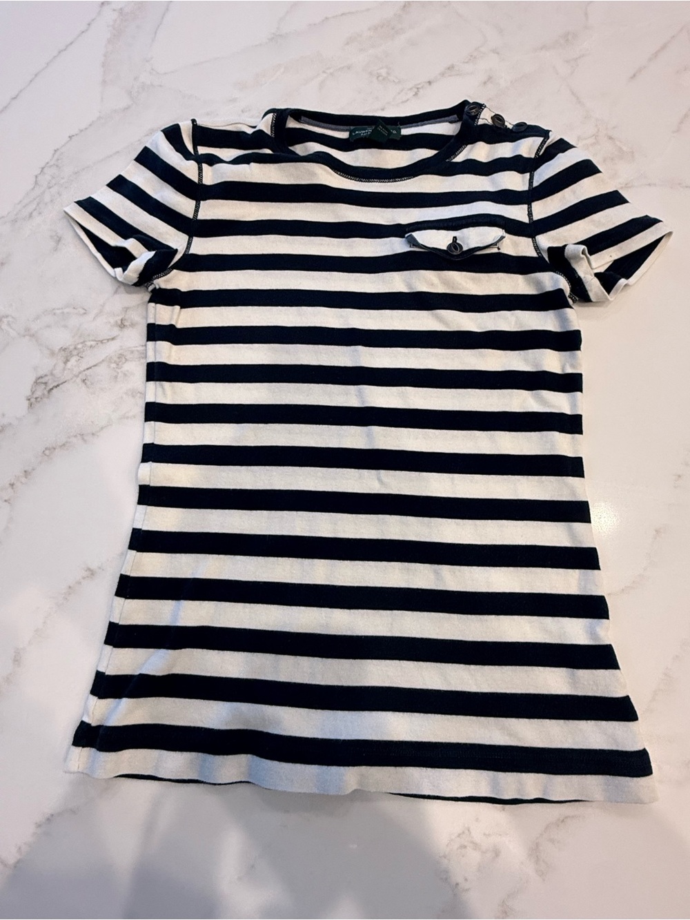 Women’s Ralph Lauren Dark Navy & White Striped Short-Sleeve Tee Size: XS